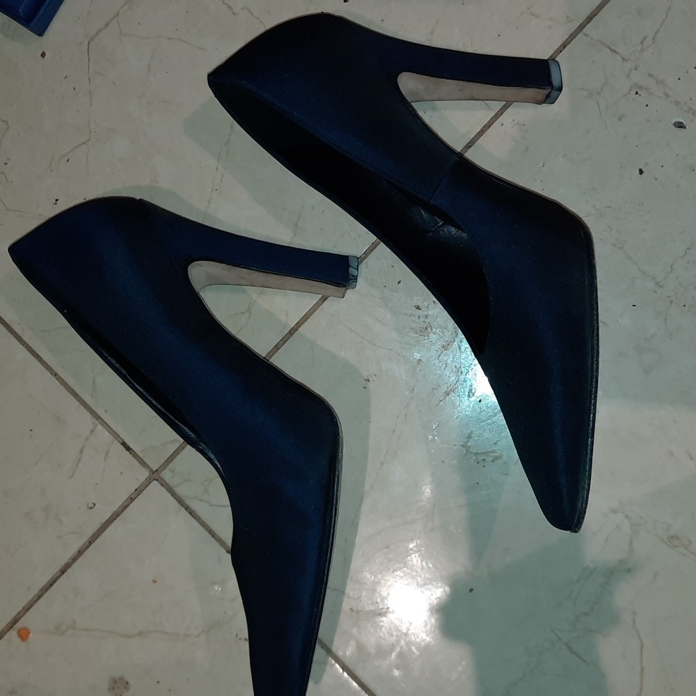 WOMEN'S GAROLINI NAVY GENUINE LEATHER SOLES HIGH HEELS 8.5 PUMPS